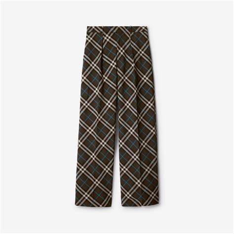 burberry check trousers|Check Wool Blend Tailored Trousers in Snug .